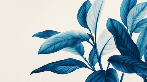 Papier peint bleu canard Feuilles luxuriantes aux nuances de bleu