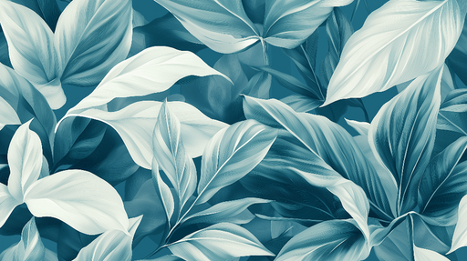 Papier peint bleu canard Feuilles luxuriantes dans des tons apaisants