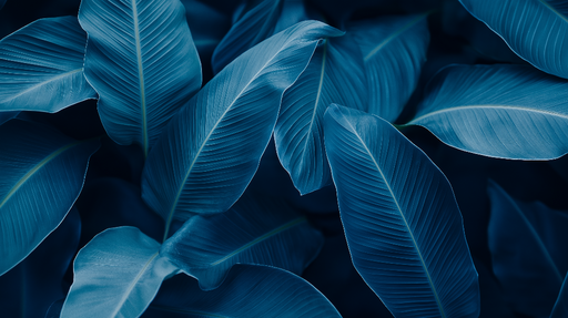 Papier peint bleu canard Feuilles luxuriantes et texturées
