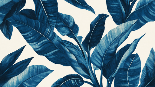 Papier peint bleu canard Feuilles modernes aux nuances de bleu