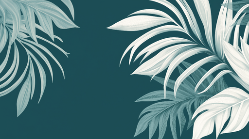 Papier peint bleu canard Feuilles tropicales blanches sur fond bleu canard