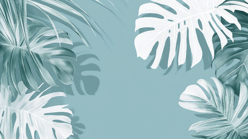 Papier peint bleu canard Feuilles tropicales élégantes