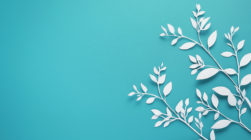 Papier peint bleu canard Motif de feuilles blanches délicates