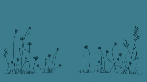 Papier peint bleu canard Motif floral minimaliste en silhouettes noires
