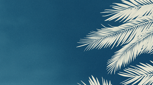 Papier peint bleu canard Palmiers stylisés sur fond bleu profond