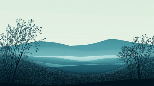 Papier peint bleu canard paysage Horizons apaisants et nature stylisée