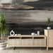 Papier peint bois brûlé avec textures de bois noir et blanc pour salon moderne