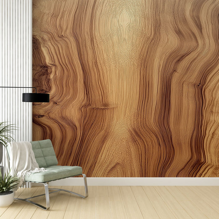 Papier peint bois naturel avec motif de texture bois et nuances chaudes pour décoration intérieure moderne