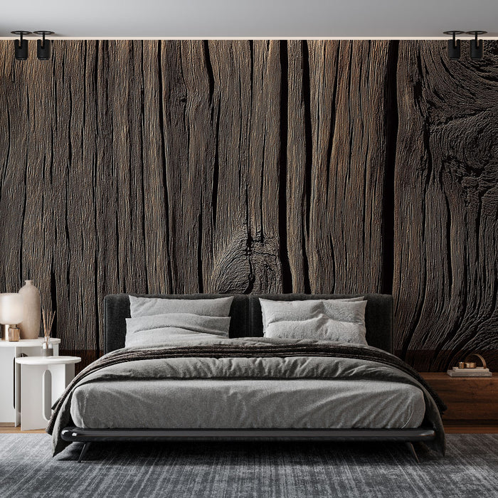 Papier peint bois vieilli avec texture réaliste pour chambre moderne