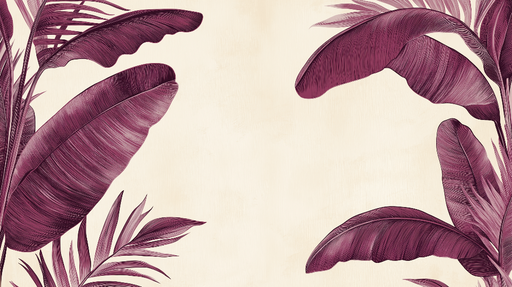Papier peint Bordeaux Feuilles tropicales élégantes sur fond clair