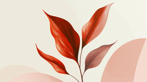 Papier peint Bordeaux moderne Feuilles stylisées aux teintes rouges et roses