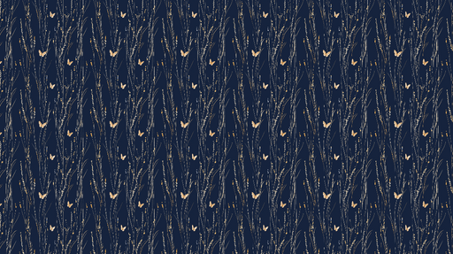 Papier peint botanique bleu nuit Fleurs délicates et papillons sur fond sombre