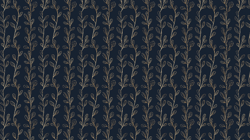 Papier peint botanique Élégants motifs de feuilles dorées sur fond bleu marine