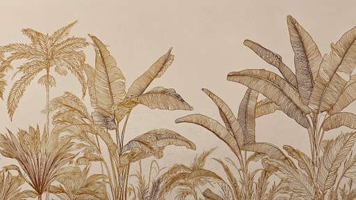 Papier peint botanique Feuillage élégant en doré sur fond neutre