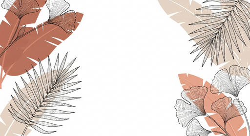 Papier peint botanique Feuilles délicates et motifs ligneux dans des teintes douces