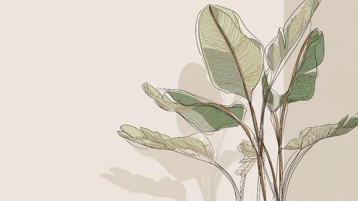 Papier peint botanique Illustration délicate de feuilles vertes sur fond neutre