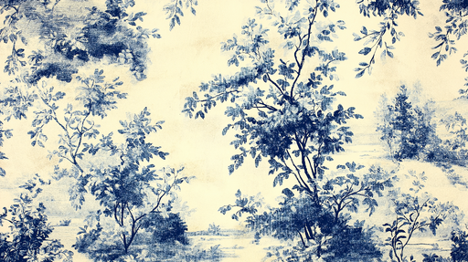 Papier peint botanique Motif fleuri en bleu et blanc