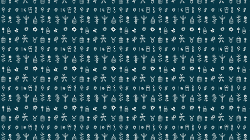 Papier peint botanique Motifs de plantes et accessoires de jardinage sur fond bleu profond