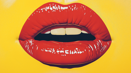Papier peint bouche rouges Éclat et style sur fond jaune vif