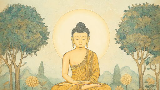 Papier peint Bouddha Illustration sereine d'un Bouddha entouré de nature