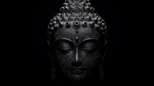 Papier peint Bouddha noir Tête de Bouddha en résine avec détails raffinés