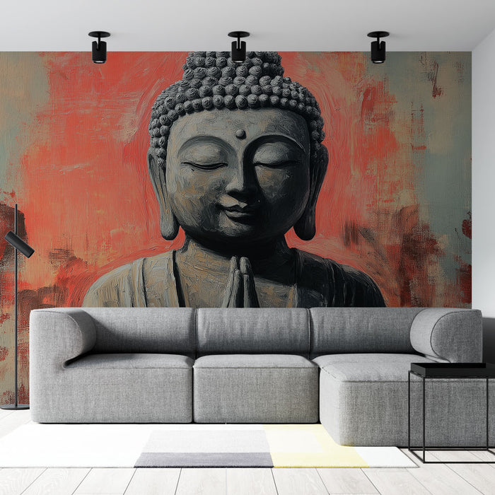 Papier peint bouddha | Papier peint Bouddha en méditation sur fond artistique