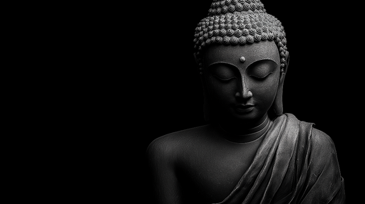 Papier peint Bouddha Papier peint en noir et blanc pour la méditation et la sérénité