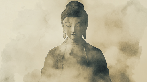 Papier peint bouddha Silhouette apaisante de Bouddha dans un nuage éthéré