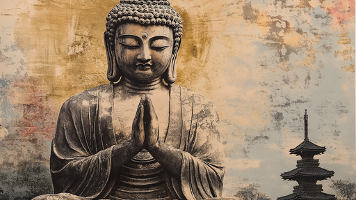 Papier peint bouddha Statue de bouddha et pagode en arrière-plan