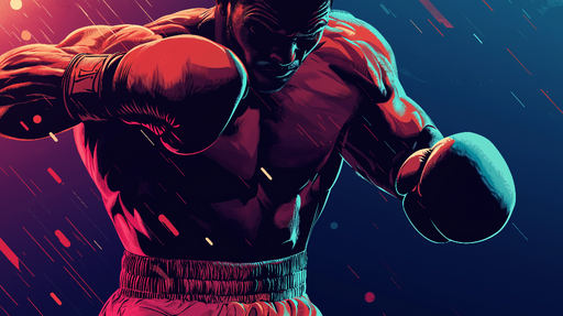 Papier peint boxeur Un boxeur puissant en pleine action avec des couleurs vives