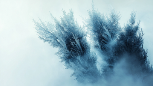 Papier peint branche de pin En pleine brume hivernale