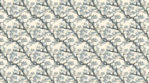 Papier peint branches d'arbres Motif de branches avec feuillage bleu pastel sur fond clair