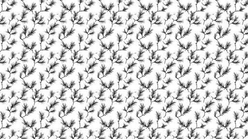 Papier peint branches de conifères Motif délicat de branches noires sur fond blanc