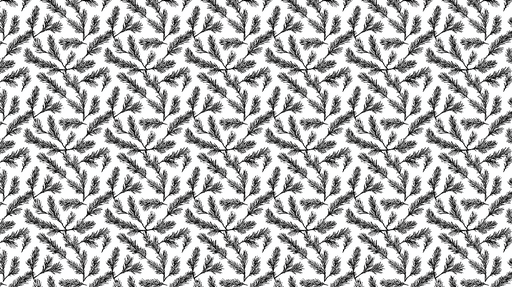 Papier peint branches de conifères Motif élégant de feuillage noir sur fond blanc