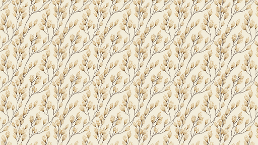 Papier peint branches dorées Élégantes branches avec des feuilles stylisées sur fond crème