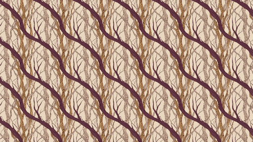 Papier peint branches entrelacées Motif élégant de branches marron et violettes sur fond clair