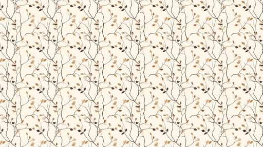 Papier peint branches et feuilles Motif délicat de branches avec des feuilles beiges et brunes