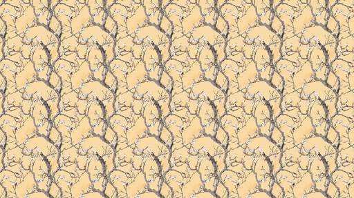 Papier peint branches fleuries Branches aux fleurs blanches sur fond jaune doux