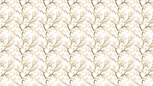 Papier peint branches fleuries Élégantes branches noires ornées de fleurs dorées sur fond blanc