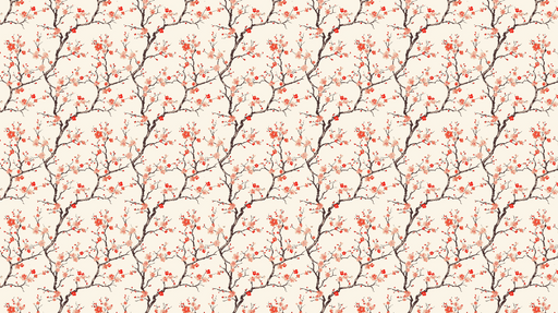 Papier peint branches fleuries Élégants motifs de fleurs rouges sur fond clair