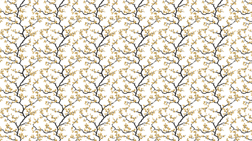 Papier peint branches fleuries Motif de branches noires avec fleurs jaunes