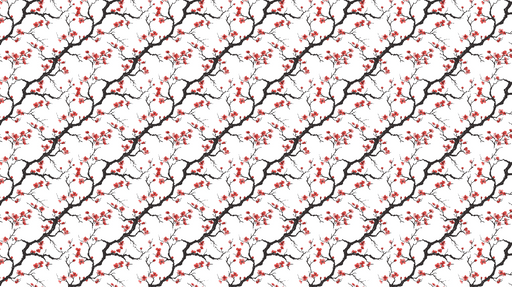 Papier peint branches fleuries Motif délicat de fleurs rouges sur fond blanc