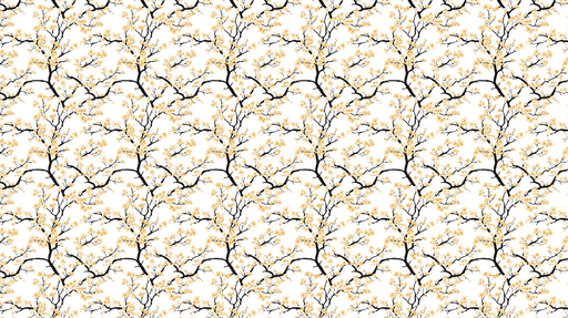 Papier peint branches fleuries Motif élégant de branches noires avec fleurs jaunes sur fond blanc