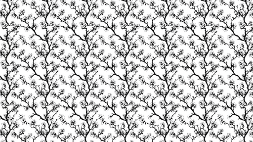 Papier peint branches florales Motif délicat de branches noires avec fleurs sur fond blanc