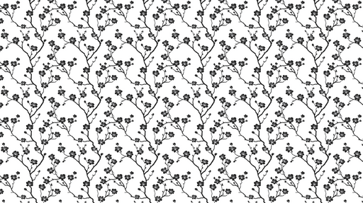 Papier peint branches florales Motif délicat de fleurs noires sur fond blanc