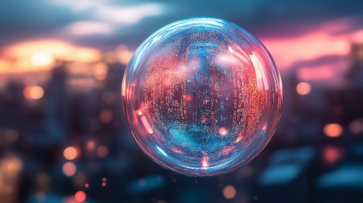 Papier peint bulle lumineuse futuriste Effet 3D avec des reflets colorés