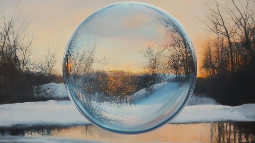 Papier peint bulle Reflet d’un coucher de soleil hivernal