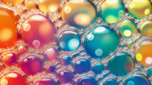 Papier peint bulles colorées Motif éclatant de bulles et reflets lumineux