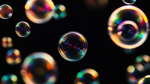 Papier peint bulles de savon Éclat coloré sur fond noir