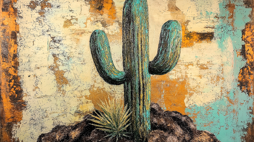 Papier peint cactus Cactus coloré sur fond texturé inspiré du désert